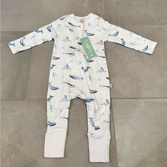 Tiny Twig Other - Baby Organic Cotton Nautical Zip Onesie Whale Pajamas